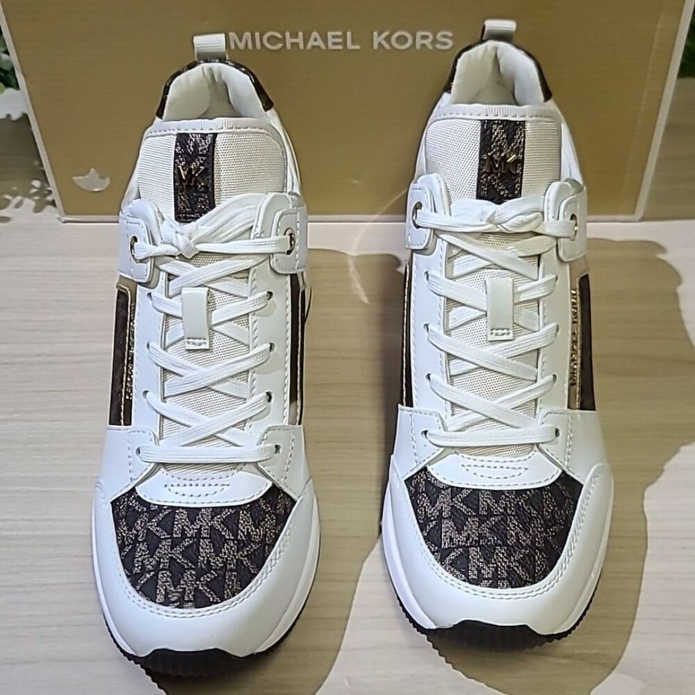 Michael Kors Georgie Trainer Optic White Multi US 6.5 Medium NEW - Picture 2 of 8